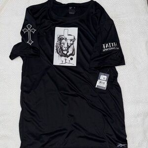 Custom Designed “Faith” Reebok Men's Black Graphic Tee NWT